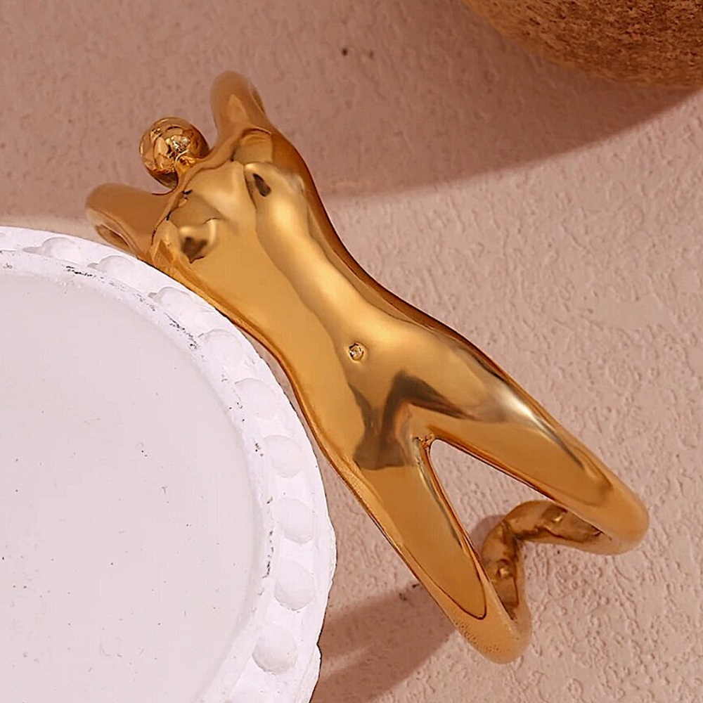 Stainless Steel Gold Body Figure Bangle Bracelet Statement Tarnish Free - Picture 11 of 14